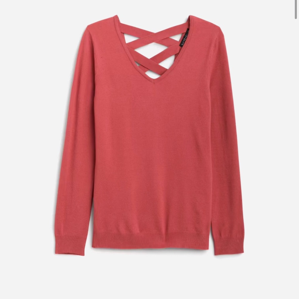 Love Ellie | Coral Cross Back Detail Sweater - Size 1X - EUC